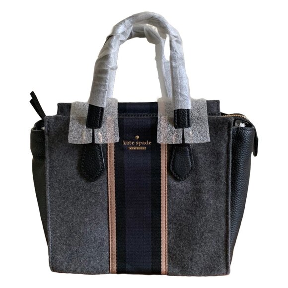 NWT KATE SPADE Charcoal Grey & Navy Jackson Street Small Hayden Satchel RARE - Picture 8 of 13